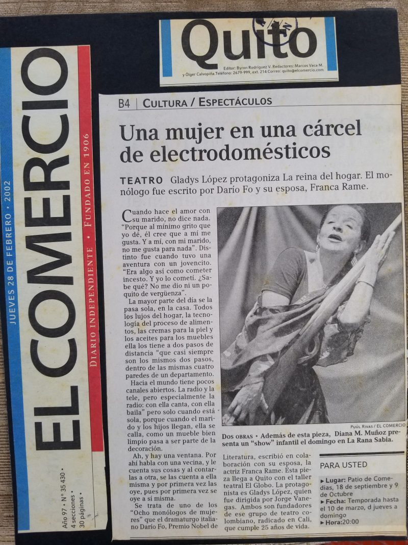 Magazine page with the title "Una mujer en una carcel de electrodomesticos"